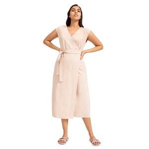 EVERLANE The Japanese GoWeave Short Sleeve Wrap Midi Dress in Rose